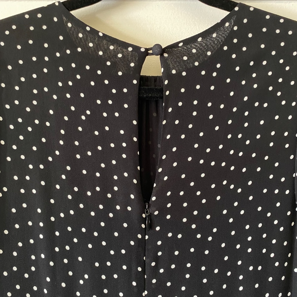 Reformation Black White Polka Dot Zip Mid Length Dress Size 6 - Picture 13 of 15